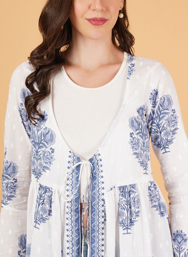 COTLAND FASHION Floral Printed Cotton Longline Shrug - Image 2