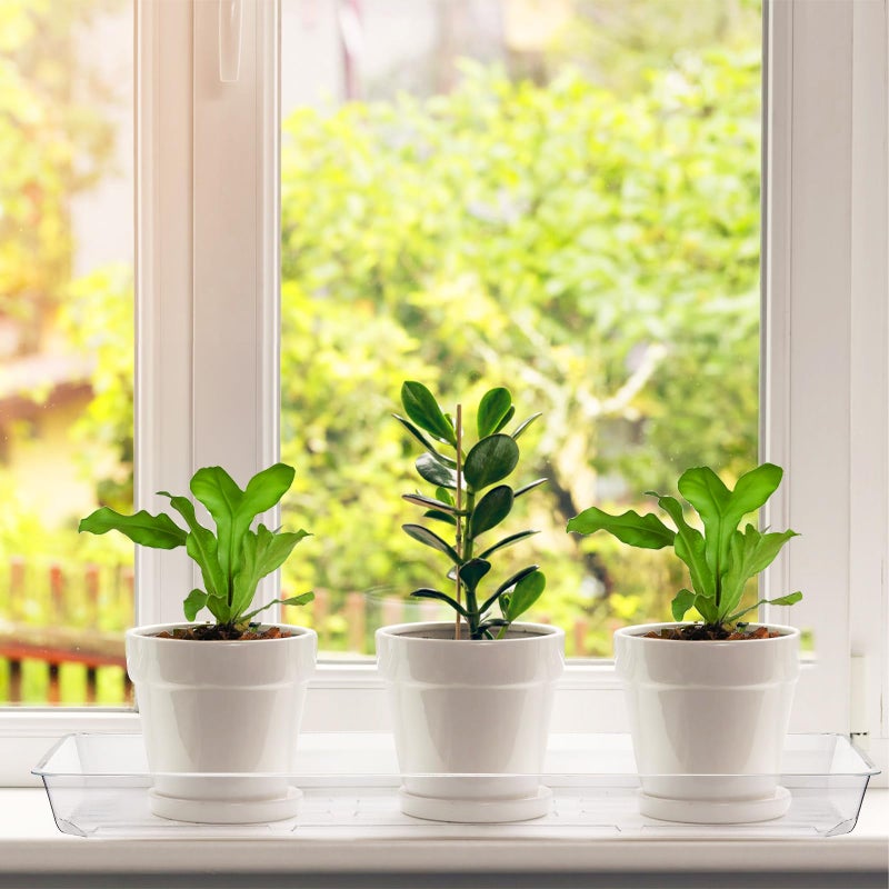 Kingrol 16 Pack Rectangular Plant Drip Trays, Clear Plant Saucers for Indoors, Thick Plastic Window Sill Plant Trays for Flower Pot Planter - Image 5