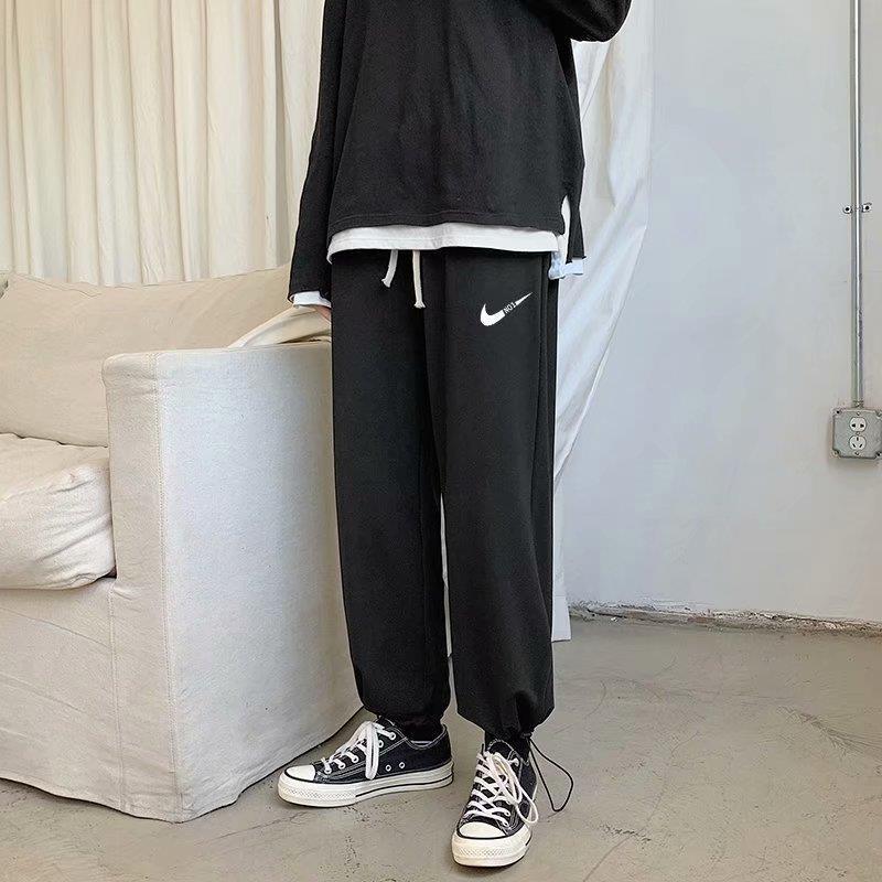 Pure Color Pants Couple'S Hong Kong Style Ankle-Tied Drawstring Trendy Sports Pants Student Korean Style Wide-Leg Pants Loose Slimming - Image 4
