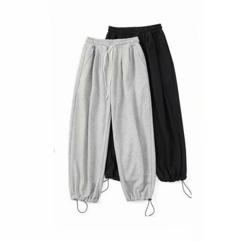 Pure Color Pants Couple'S Hong Kong Style Ankle-Tied Drawstring Trendy Sports Pants Student Korean Style Wide-Leg Pants Loose Slimming - Image 5