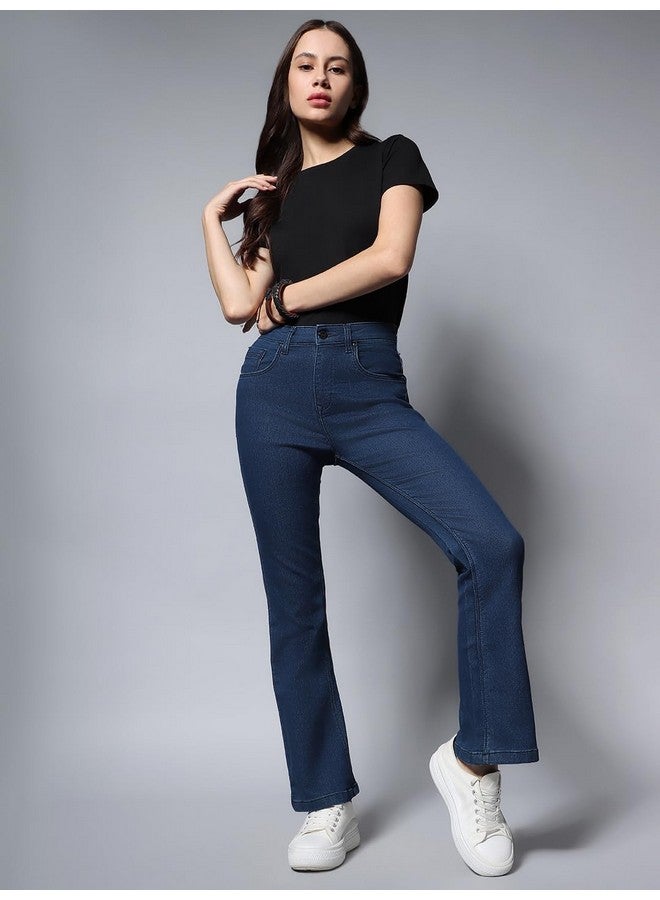 HIGH STAR HIGH STAR Clothing Star Women's High Rise Bootcut Stretchable Jeans(Blue-1, 32)  - Image 2