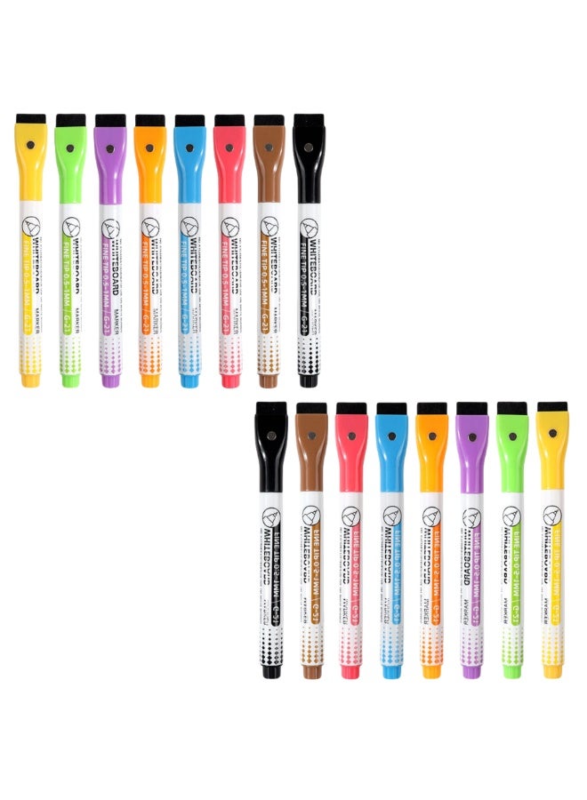 NOVOLAN Magnetic Dry Erase Markers Set, 16Pcs 0.5mm Fine Tip Colorful Markers with Magnetic Brush Cap for Kids, Teachers, Home, Office, and School Supplies, Includes 8 Vibrant Colors (2 of Each Color) - Image 1