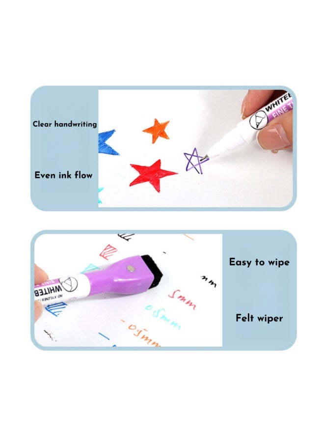 NOVOLAN Magnetic Dry Erase Markers Set, 16Pcs 0.5mm Fine Tip Colorful Markers with Magnetic Brush Cap for Kids, Teachers, Home, Office, and School Supplies, Includes 8 Vibrant Colors (2 of Each Color) - Image 5