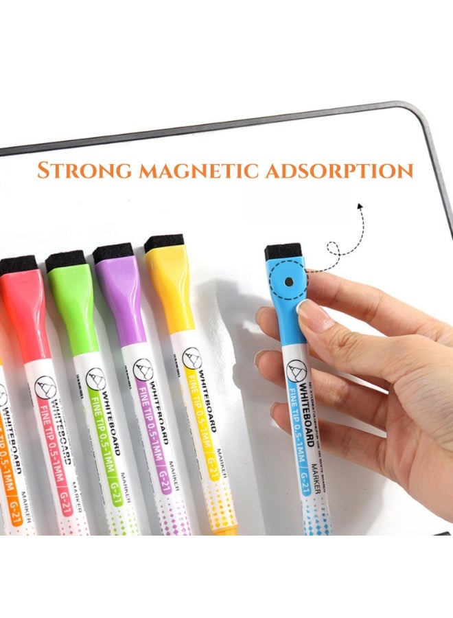 NOVOLAN Magnetic Dry Erase Markers Set, 16Pcs 0.5mm Fine Tip Colorful Markers with Magnetic Brush Cap for Kids, Teachers, Home, Office, and School Supplies, Includes 8 Vibrant Colors (2 of Each Color) - Image 3