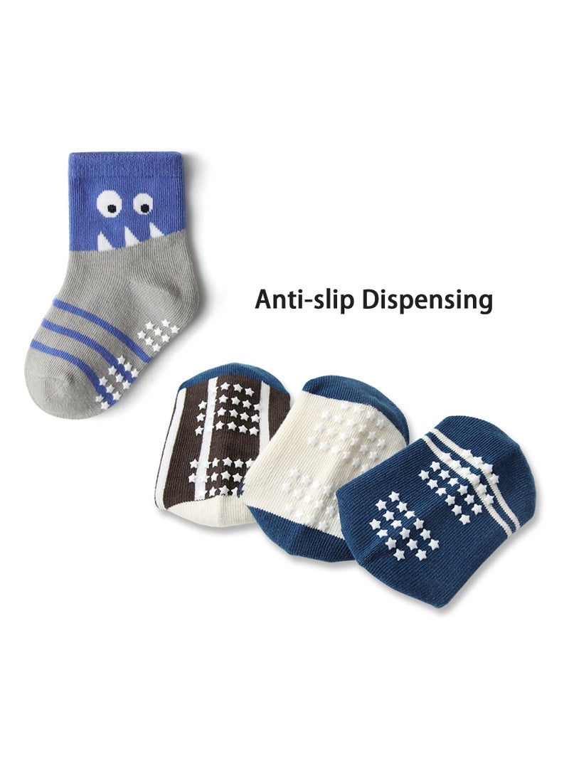جوارب أطفال كرتونية مضادة للانزلاق من تصميم حيوان مولود كرتوني - Image 2