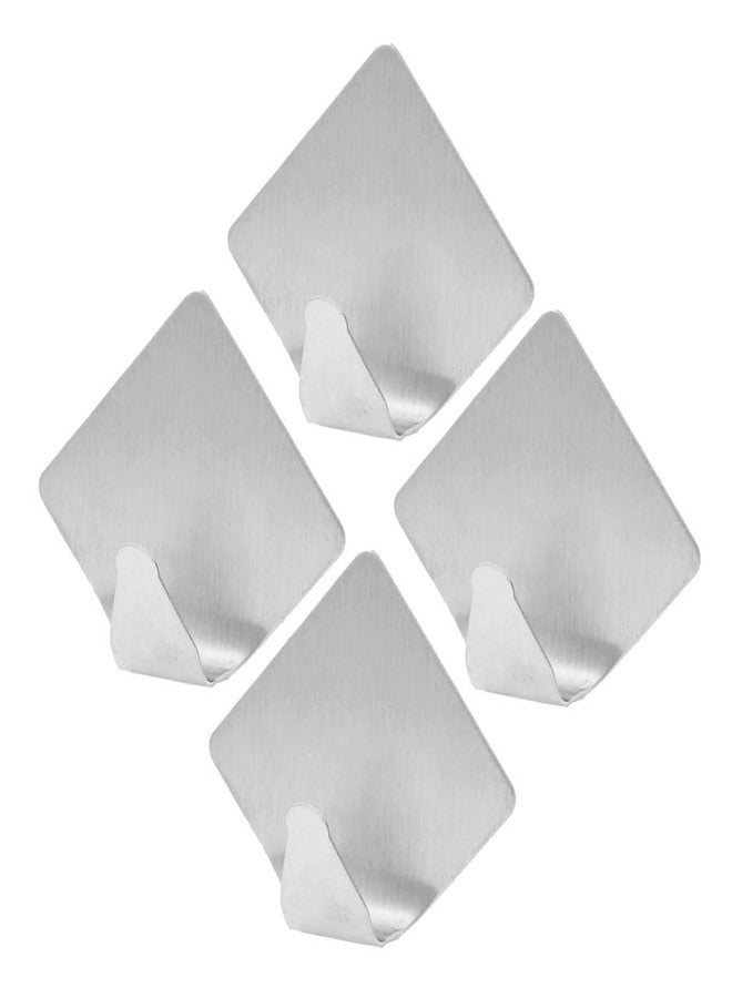 SpiderJuice Set of 4 Diamond Rhombus Square Shaped Multipurpose Stainless Steel Self Adhesive Hooks Load Capacity Upto 1.5 KG - Image 2