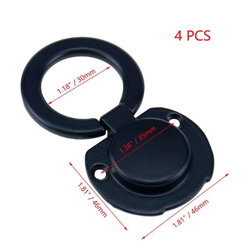 Pastlla 4Pcs Flush Ring Pull Round Recessed Pull Handle Knob Finger Flush Pull Handle Hidden Concealed Plane Drawer Door Pull  Zinc Alloy 1.38"" Hole Centers (Matte Black) - Image 2