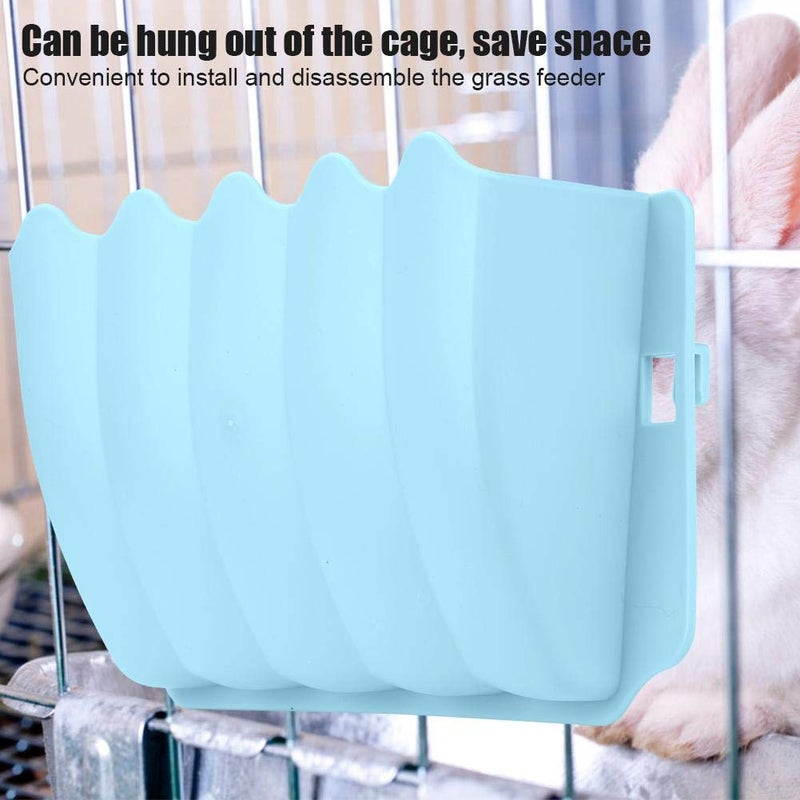 Blue Plastic Hanging Hay Feeder Bowl Rack for Rabbit Rat Small Animals - Image 4