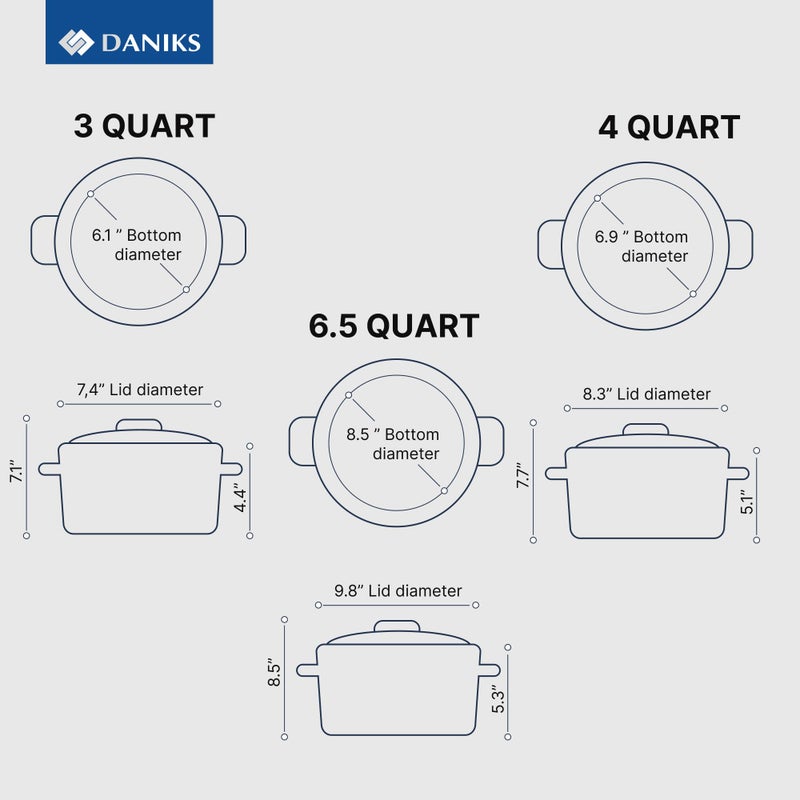 Daniks Oslo 10-Piece Stainless Steel Cookware Set with Glass Lids, Includes Saucepan and Frying Pan with Lid, Tri-Ply Bases for Even Heating, Induction Compatible, Dishwasher Safe, Bakelite Handles - Image 3