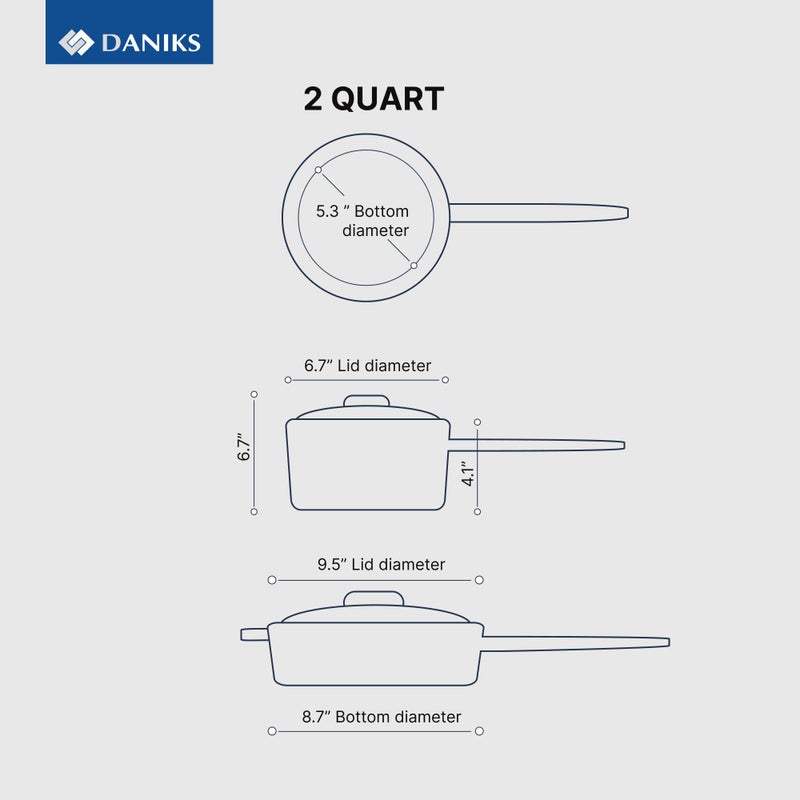 Daniks Oslo 10-Piece Stainless Steel Cookware Set with Glass Lids, Includes Saucepan and Frying Pan with Lid, Tri-Ply Bases for Even Heating, Induction Compatible, Dishwasher Safe, Bakelite Handles - Image 4