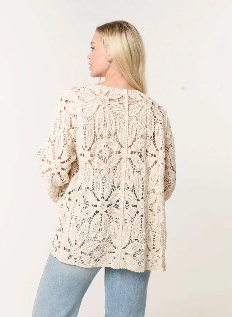 Blue Vanilla Crochet Tie Front Cardigan