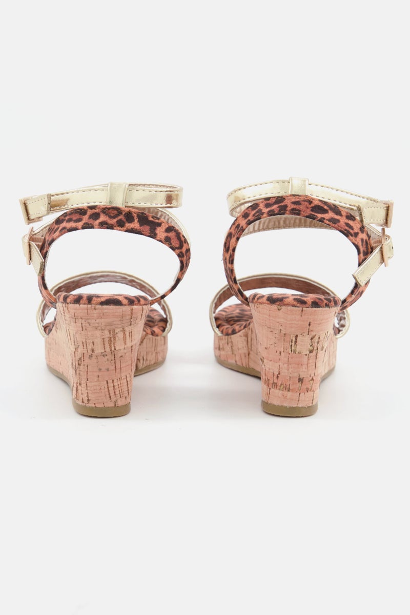 Jessica Simpson Kids Girl Slingback Open Toe Sandals, Brown Combo - Image 2