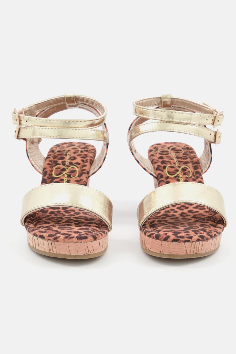 Jessica Simpson Kids Girl Slingback Open Toe Sandals, Brown Combo - Image 3