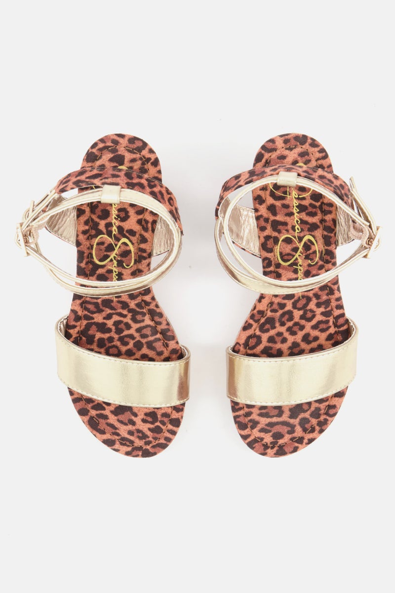 Jessica Simpson Kids Girl Slingback Open Toe Sandals, Brown Combo - Image 4