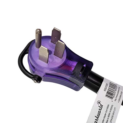 Park World محول بارك وورلد 692095 RV 50 AMP مقسم، مقسم 240 فولت 14-50P قابس ذكر إلى موصل 14-50R أنثى مزدوج 3 قدم (أسود) - Image 3