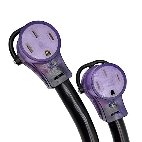 Park World محول بارك وورلد 692095 RV 50 AMP مقسم، مقسم 240 فولت 14-50P قابس ذكر إلى موصل 14-50R أنثى مزدوج 3 قدم (أسود) - Image 5