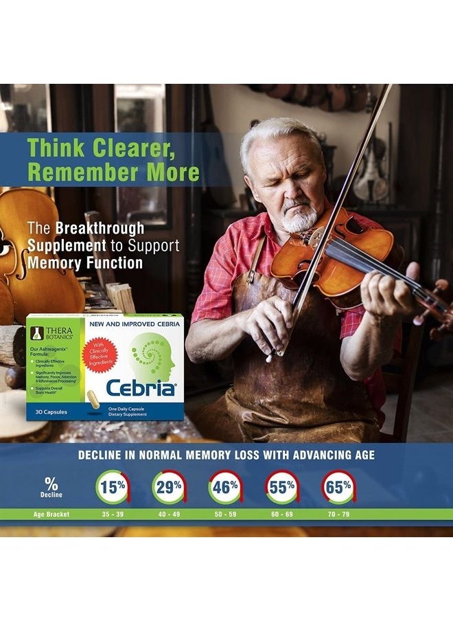 Cebria - Brain Supplement for Men, Women & Seniors – Nootropic Safe and Effective Memory Supplement for Retention, Recall & Age-Related Memory Loss (30 Count) - Image 1