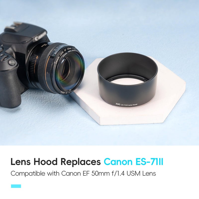 JJC Lens Hood Shade for Canon EF 50mm f/1.4 USM Lens Replaces Canon ES-71II Hood Reverse Attaching -Black - Image 2