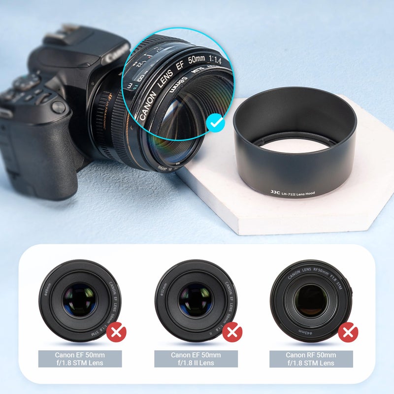 JJC Lens Hood Shade for Canon EF 50mm f/1.4 USM Lens Replaces Canon ES-71II Hood Reverse Attaching -Black - Image 3