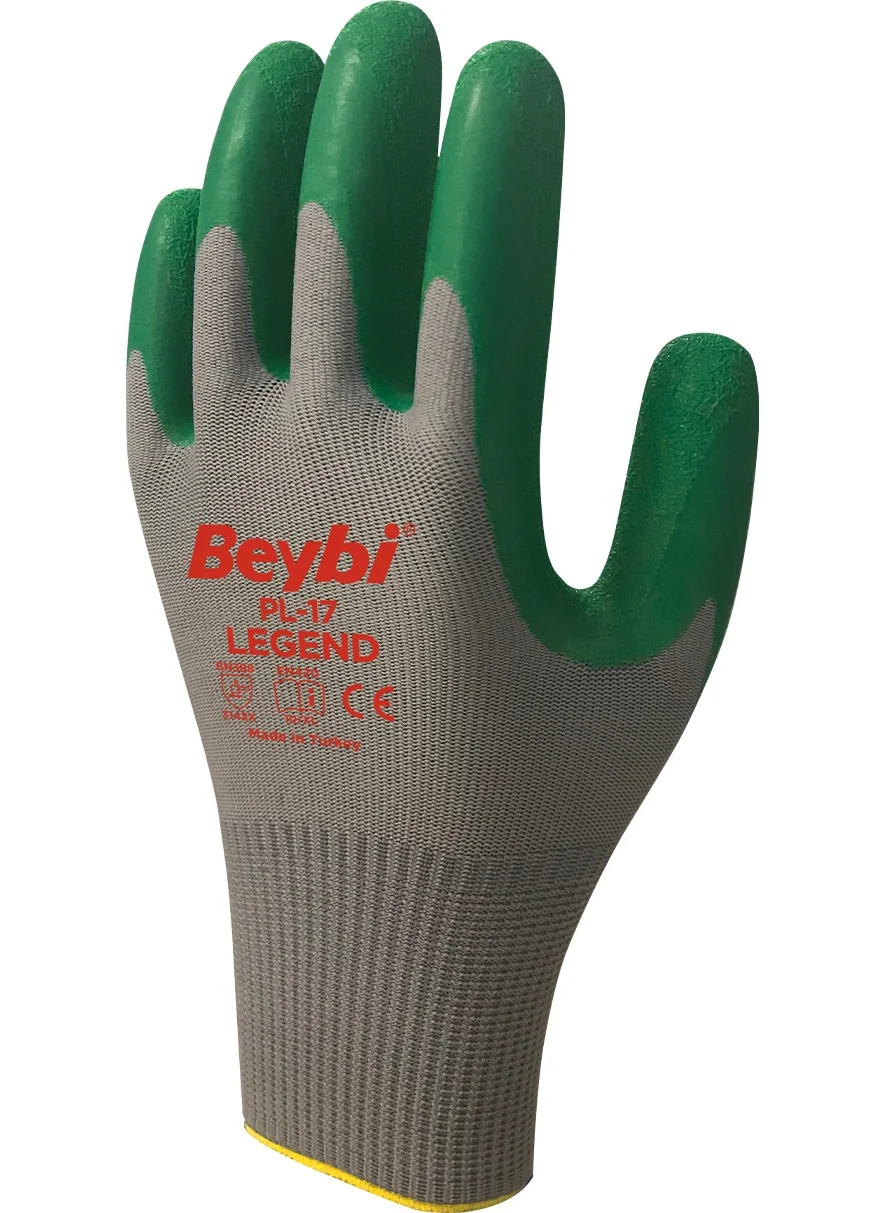 بيبي Pl-17 Legend Latex Coated Polyester Knitted Work Gloves Green No: 10