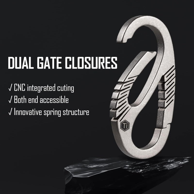 KeyUnity Titanium Carabiner Keychain Clip - Dual Gate Quick Release EDC Organizer - Image 2