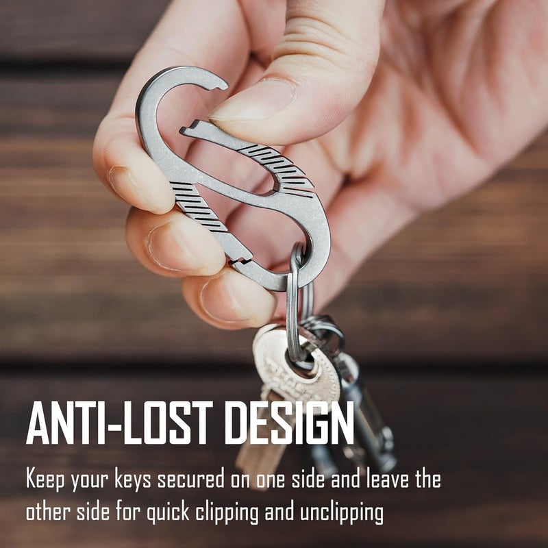 KeyUnity Titanium Carabiner Keychain Clip - Dual Gate Quick Release EDC Organizer - Image 3