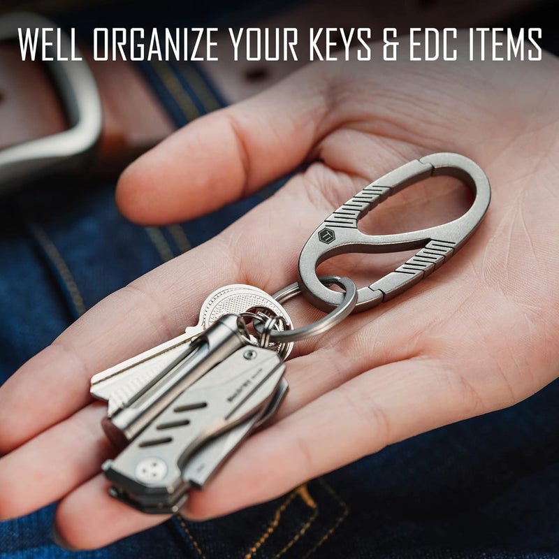 KeyUnity Titanium Carabiner Keychain Clip - Dual Gate Quick Release EDC Organizer - Image 5