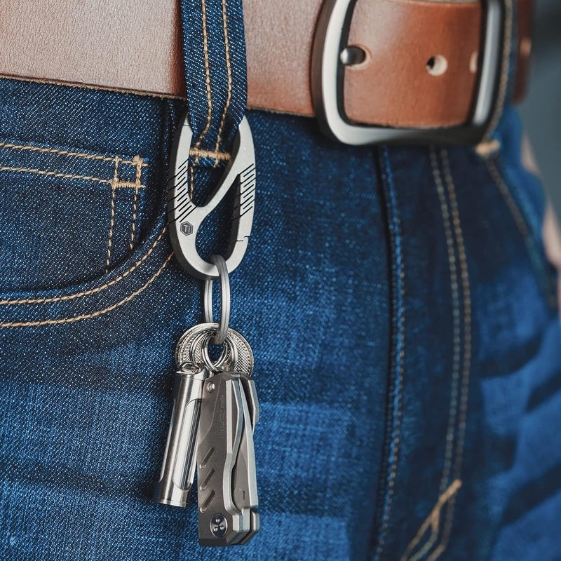 KeyUnity Titanium Carabiner Keychain Clip - Dual Gate Quick Release EDC Organizer - Image 4