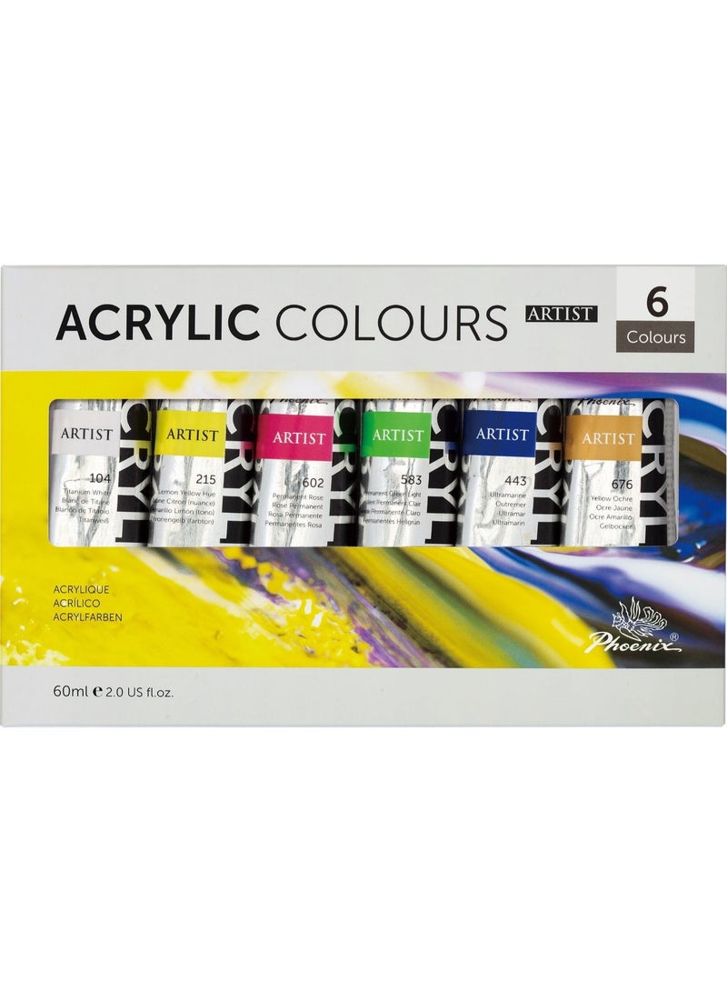 Phoenix - 6-Color Acrylic Paint Tube Set, 60ml - Image 1