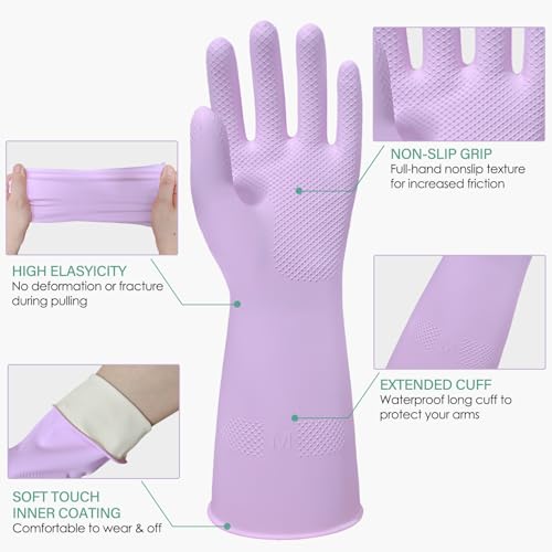 ATZNZIK 12 Pairs Rubber Cleaning Gloves for Dishwashing Reusable Kitchen Gloves for Washing Dishes and Household Non-Slip Cleaning Dish Gloves for Women Men,Small - Image 2