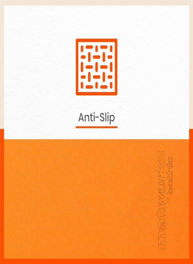 Bathla حصيرة اليوغا الكلاسيكية من باثلا - كريا مع حزام حمل | مانعة للانزلاق وقابلة للعكس | برتقالي ورمادي (المقاس: 24 بوصة × 72 بوصة، السماكة: 8 مم) - Image 2