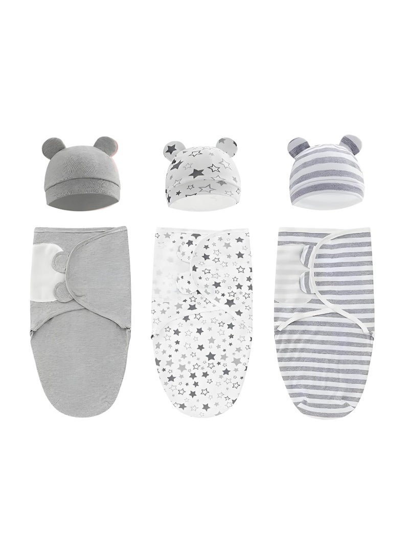 SKY-TOUCH Baby Swaddle Blanket Wraps, 3-Pack Adjustable Newborn Sleep Sacks, 100% Breathable Cotton Swaddles for Boys & Girls, Soft and Skin-Friendly, 0–6 Months, 73×50cm - Image 1