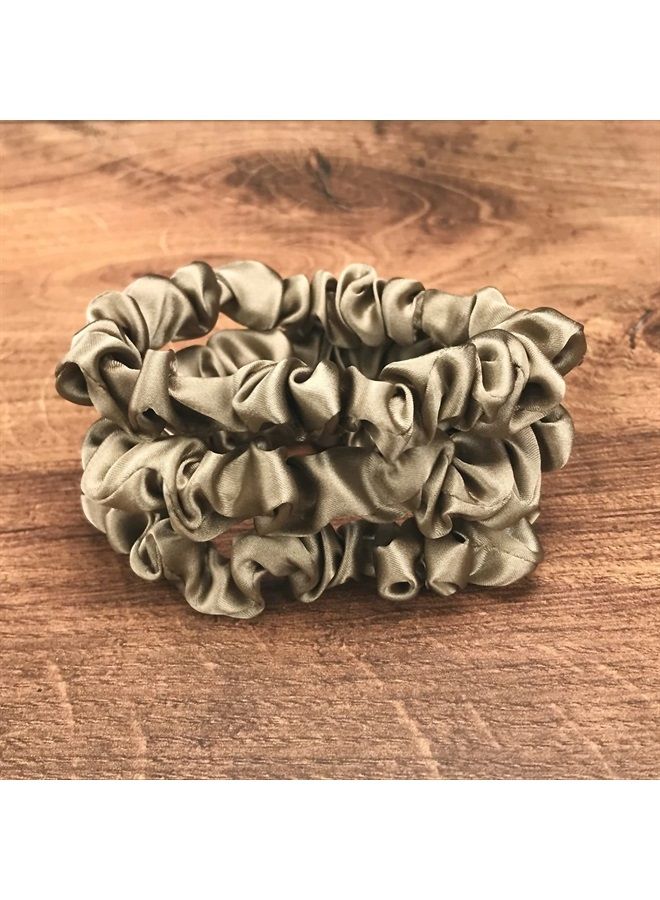 Celestial Silk Mulberry Silk Scrunchies for Hair (Small, Dark Taupe) - Image 2