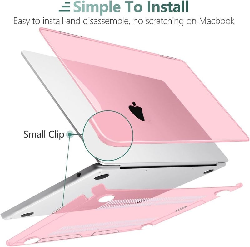Moca Case Compatible with MacBook Air 15 inch M4 2025 2024 2023 Release A3241 M3 A3114 M2 A2941 Liquid Retina Display, Plastic Hard Shell Case + Keyboard Cover (Crystal Pink) - Image 4