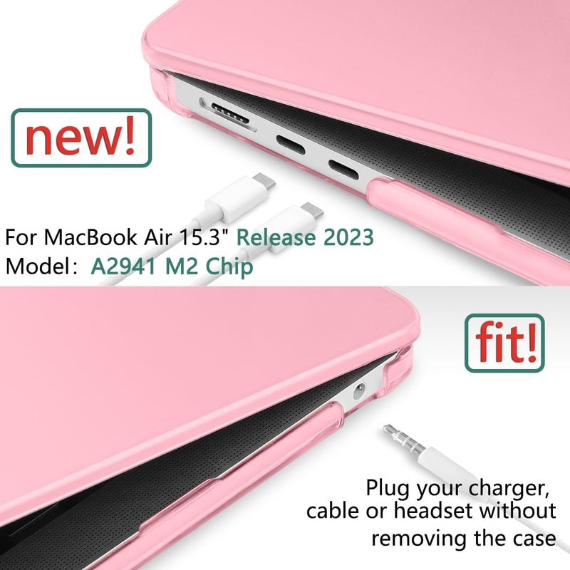 Moca Case Compatible with MacBook Air 15 inch M4 2025 2024 2023 Release A3241 M3 A3114 M2 A2941 Liquid Retina Display, Plastic Hard Shell Case + Keyboard Cover (Crystal Pink) - Image 3
