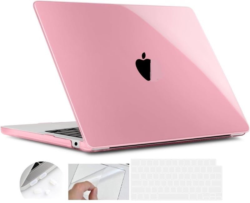 Moca Case Compatible with MacBook Air 15 inch M4 2025 2024 2023 Release A3241 M3 A3114 M2 A2941 Liquid Retina Display, Plastic Hard Shell Case + Keyboard Cover (Crystal Pink) - Image 1