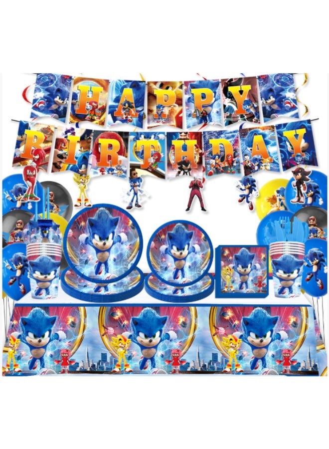 جاياتو سونيك 2 من القنفذ الأزرق مزخرفة بالمناديل ذات الأكواب الورقية لحفل عيد الميلاد - Image 1