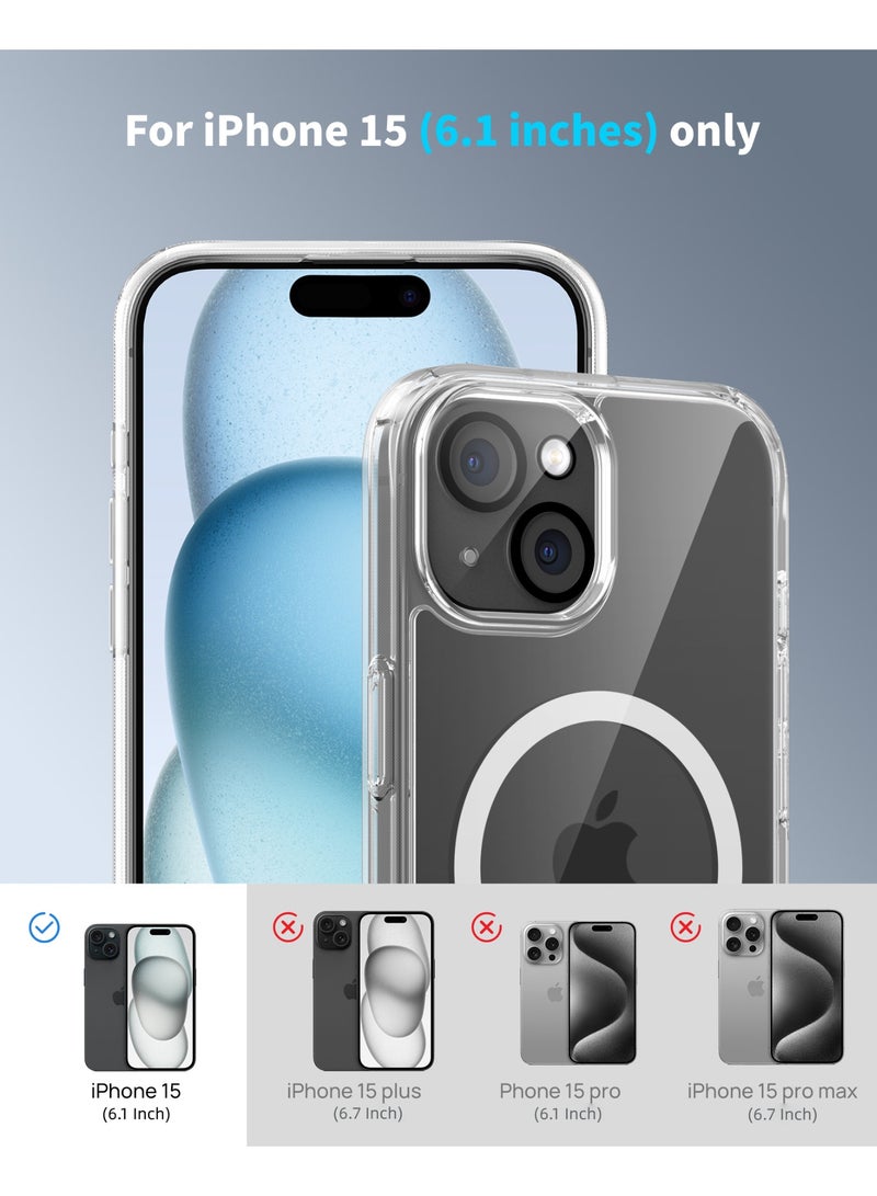 SODI iPhone 15 6.1-inch 3-in-1 all-round protection set | MagSafe compatible | Hybrid protection crystal clear hard back cover | | Anti-yellowing | Suitable for Apple iPhone 15 6.1-inch transparent protective case (1+1+1 piece) - Image 4