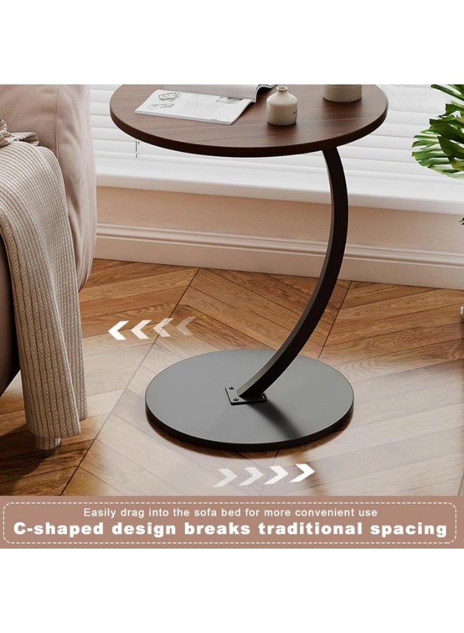 Sofa Side Table, Bedside End Table, C Shaped End Table, Laptop Coffee and Snack Side Tables, Home Side Tables for Small Spaces, Minimalist Small Side Table for Living Room, Bedroom and Balcony - Image 2