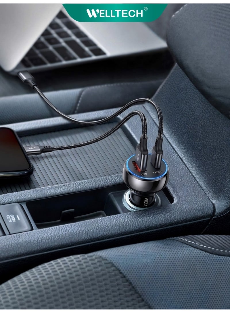WELLTECH 20W PD Fast Car Charger USB C Car Charger Fast Charging Adapter Compact Dual Port Car Charger for iPhone Samsung Android Travel WELLTECH W016 - Image 2