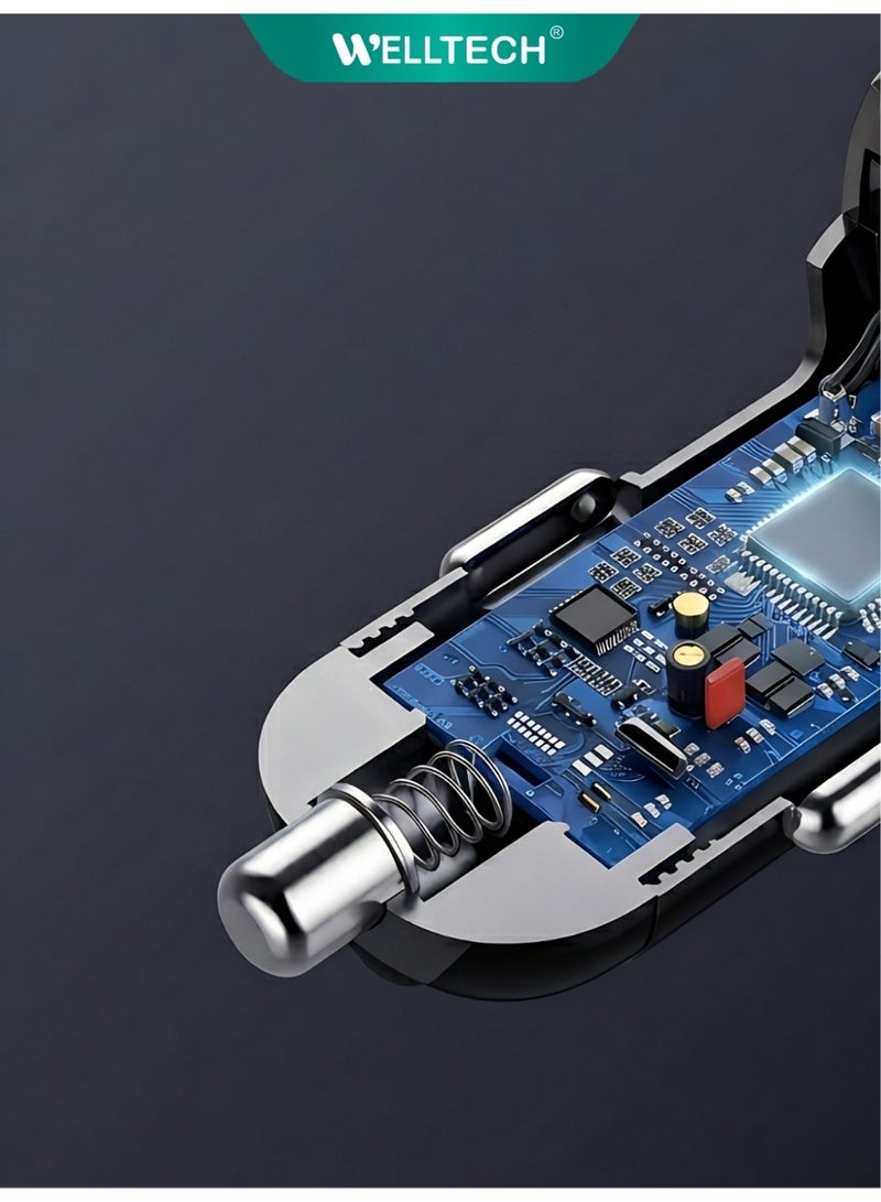 WELLTECH 20W PD Fast Car Charger USB C Car Charger Fast Charging Adapter Compact Dual Port Car Charger for iPhone Samsung Android Travel WELLTECH W016 - Image 3