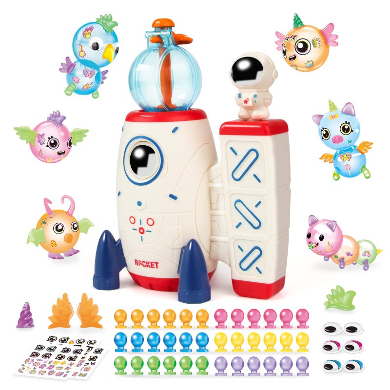 nicknack 195pcs Space Rocket DIY Balloons with Pump DIY Sticky Balloon Maker Toy Craft Kits for KidsMagic Balloon Kit with Bouncy Balloons Stickers Accessories Toy Gift for Kids Boys Girls Ages 3 - Image 3