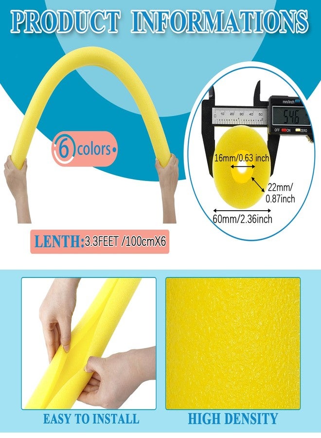 Hanaive هانايف أصفر 6 قطع 40 × 2.4 × 0.6 بوصة أنابيب عزل حمام السباحة العملاقة رغوة أنابيب مشقوقة مسبقًا مشبك رغوة للوسادة أنابيب كبيرة لمشاريع السباحة والتعويم والوسادة العازلة - Image 2