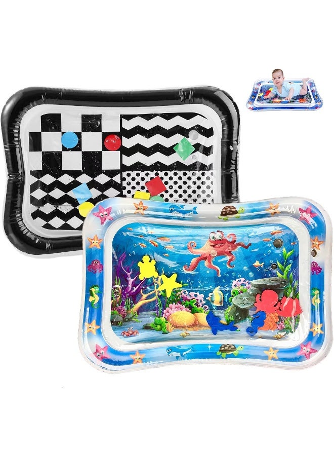 PandaEar 2 Pack Tummy Time Water Mats for Baby, Inflatable Water Play Mats Toys for Infants Newborn Toddlers 3-24 Months Girls and Boys - Image 1