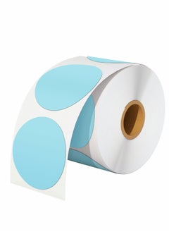 Excefore Thermal Sticker Labels, 5cm Pink Self-Adhesive Round Direct Multi-Purpose Roll Labels for DIY Logo Design, QR Code, Name Tag, Inventory-Pink 600 Labels/1 Roll, Blue  - Image 1