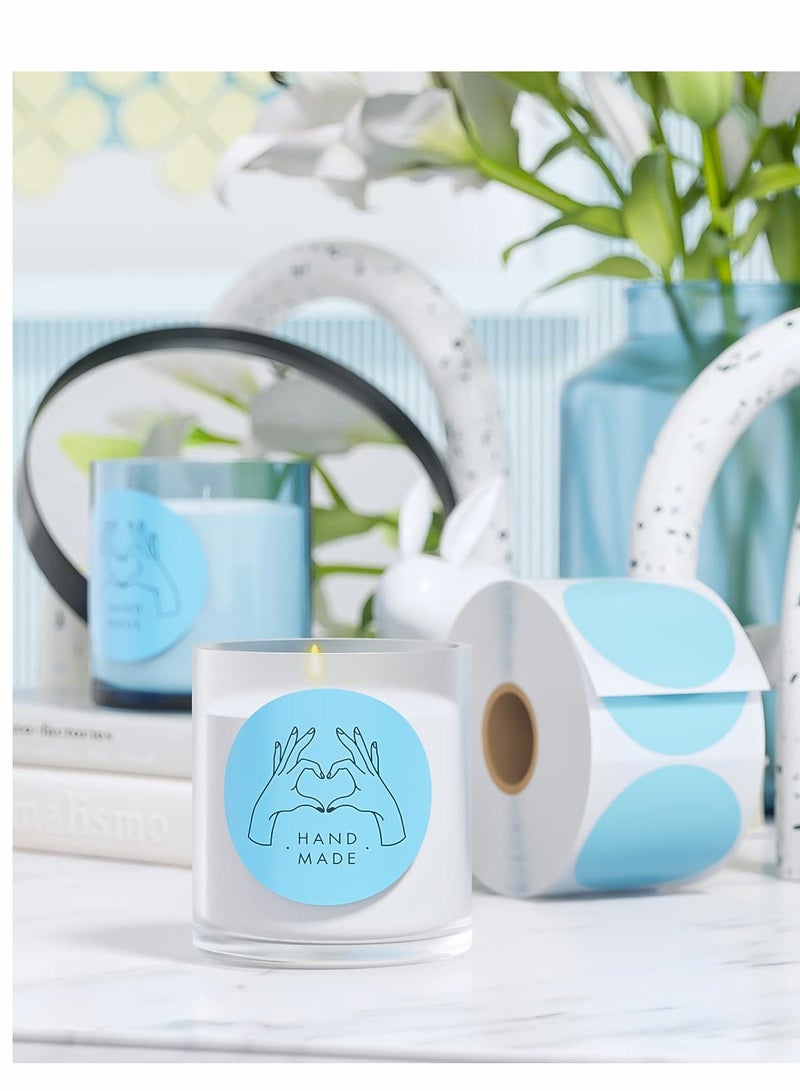 Excefore Thermal Sticker Labels, 5cm Pink Self-Adhesive Round Direct Multi-Purpose Roll Labels for DIY Logo Design, QR Code, Name Tag, Inventory-Pink 600 Labels/1 Roll, Blue - Image 2