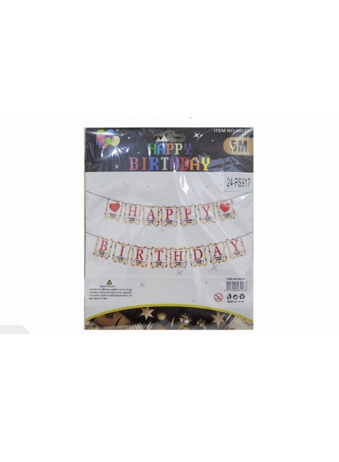 5 Meter Happy Birthday Banner Decoration, Colorful Letter Garland with Heart Design for Birthday Party Wall Decor, Photo Backdrop and Cake Table Setup - Image 2