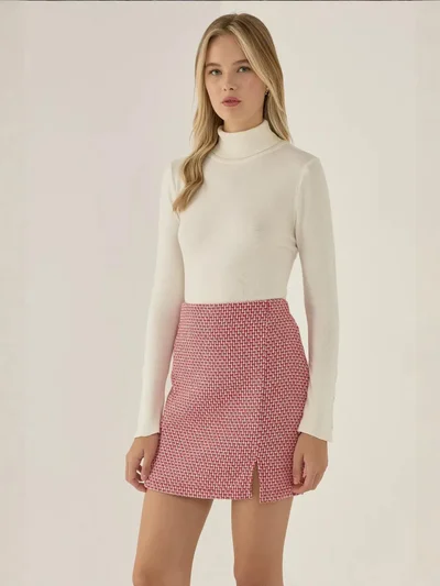 زوبعة Solid Mini Slit Skirt