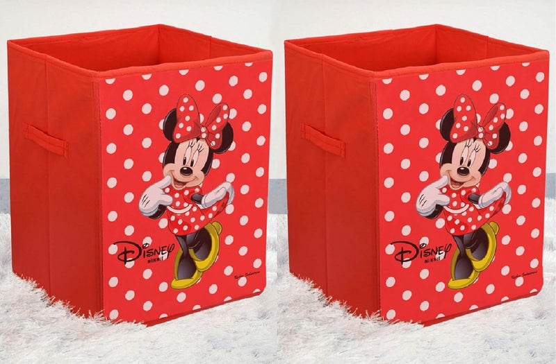 Kuber Industries Disney Minnie Print Non Woven Fabric Foldable Laundry Basket, Toy Storage Basket, Cloth Storage Basket with Handles (Set of 2, Red)-KUBMART1201 - Image 1