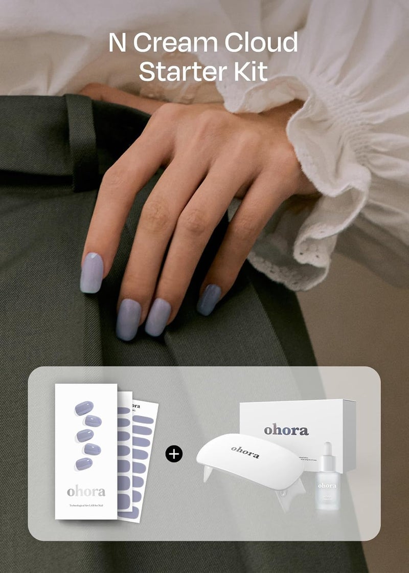 ohora Semi-Cured Gel Nail Strips Value Set (N Cream Cloud Starter Kit) Includes Full Size Lamp and Mini Remover, Salon-Quality, Long Lasting, Easy to Apply & Remove - Image 2